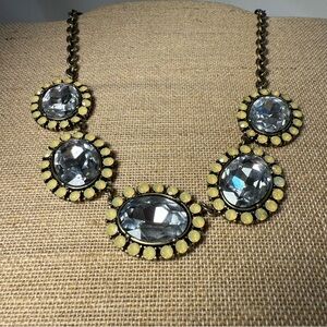 Elegant diamond and opalescent lemon jewel Crystal Statement Necklace